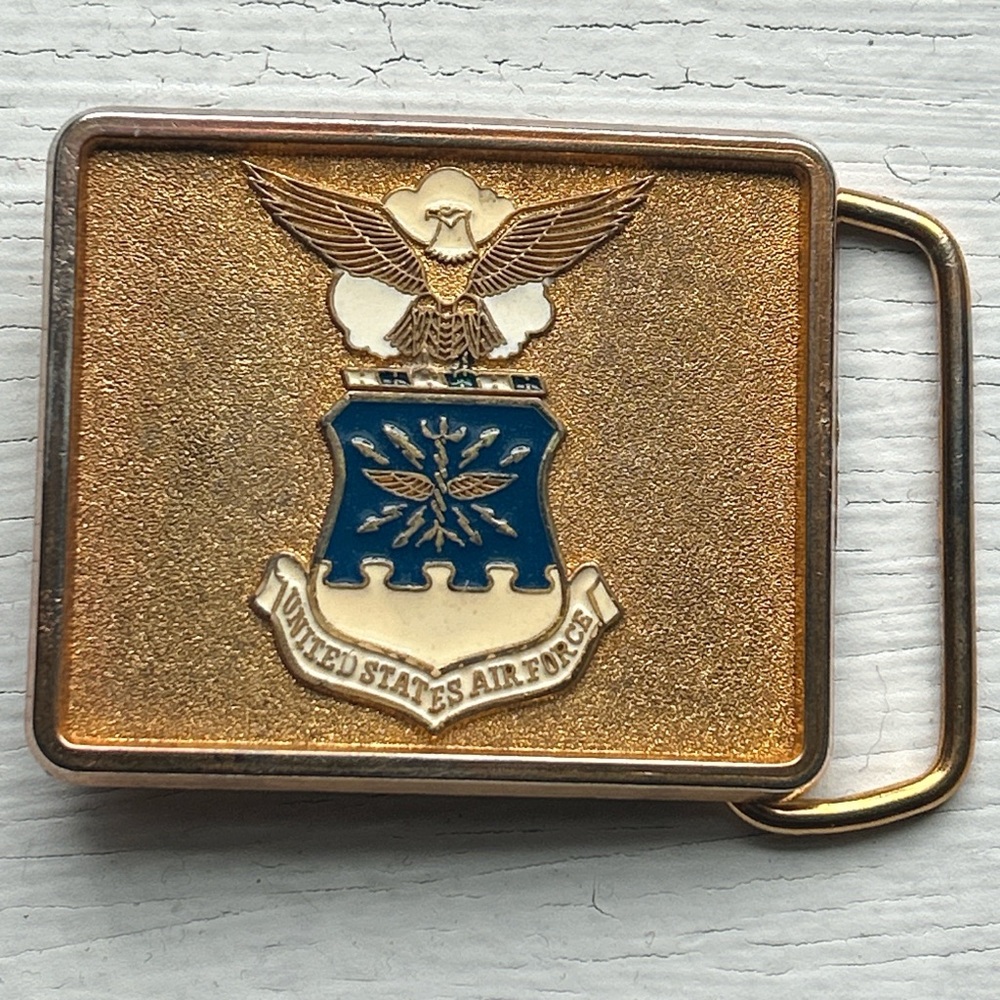 United States Air Force Military Gold Tone Eagle Vintage Belt Buckle